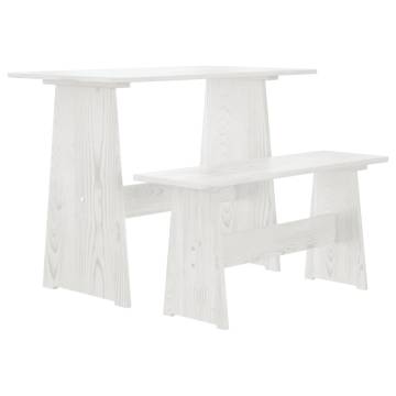 3 Piece Dining Set - White Solid Wood Pine for Your Home