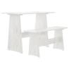 3 Piece Dining Set - White Solid Wood Pine for Your Home