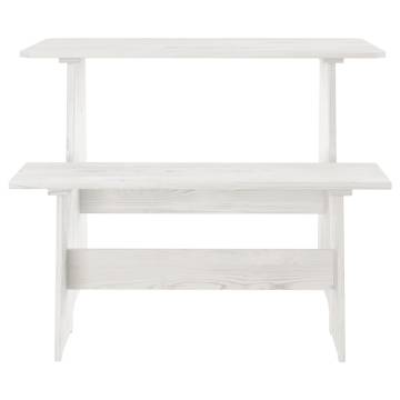 3 Piece Dining Set - White Solid Wood Pine for Your Home