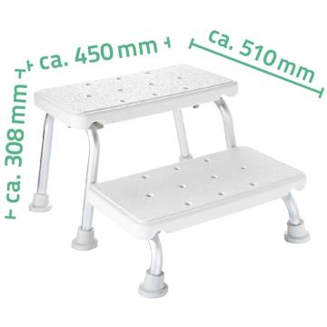 RIDDER Two-Tier Step Stool White - Sturdy & Non-Slip