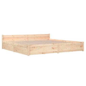 Super King Size Bed Frame with Drawers - Modern Pine Design