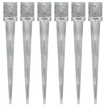 Ground Spikes 6 pcs Silver - Galvanised Steel Garden Supports