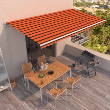 Manual Retractable Awning 600x350 cm in Orange and Brown