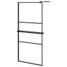 Stylish Walk-in Shower Wall with Shelf - 90x195 cm Black