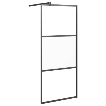 Stylish Walk-in Shower Wall with Shelf - 90x195 cm Black