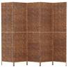 5-Panel Brown Room Divider - Water Hyacinth | HipoMarket