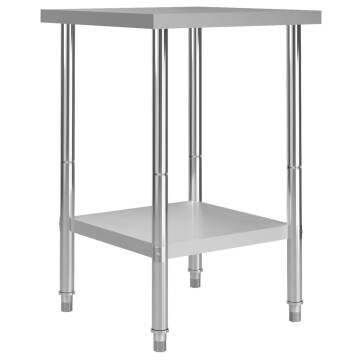 Durable Stainless Steel Work Table - 60x60x85 cm | HipoMarket