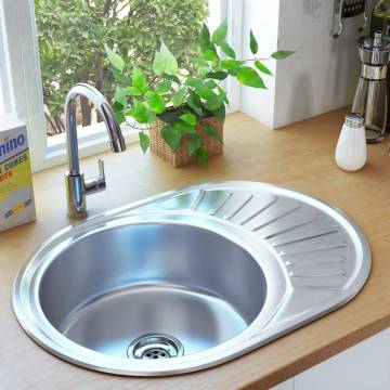 Buy Oval Stainless Steel Kitchen Sink with Strainer & Trap