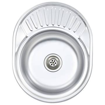 Buy Oval Stainless Steel Kitchen Sink with Strainer & Trap