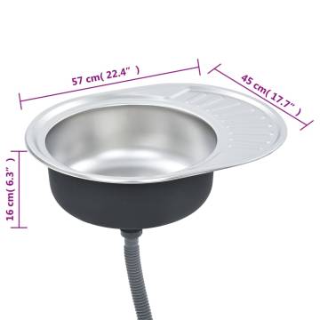 Buy Oval Stainless Steel Kitchen Sink with Strainer & Trap