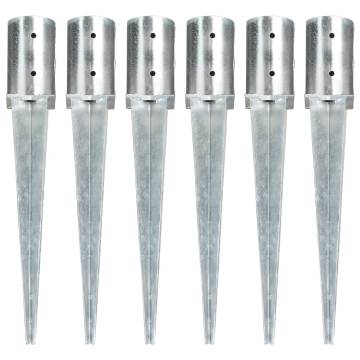 Ground Spikes 6 pcs Silver 8x61 cm Galvanised Steel - Hipo Market