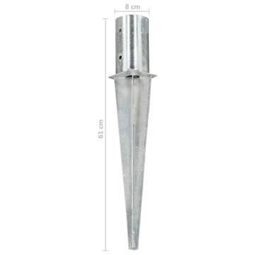 Ground Spikes 6 pcs Silver 8x61 cm Galvanised Steel - Hipo Market