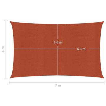 Terracotta Sunshade Sail 4x7m - UV & Mould Resistant HDPE