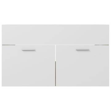 Stylish Sink Cabinet with Built-in Basin in White & Sonoma Oak