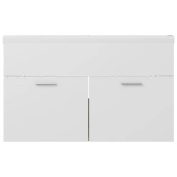 Stylish Sink Cabinet with Built-in Basin in White & Sonoma Oak