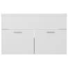 Stylish Sink Cabinet with Built-in Basin in White & Sonoma Oak