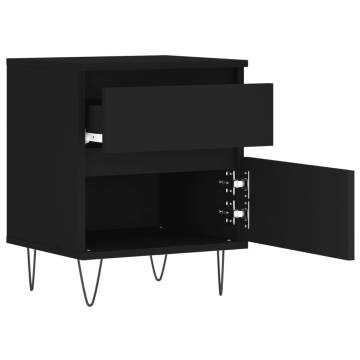 Stylish Black Bedside Cabinet - 40x35x50 cm | HipoMarket