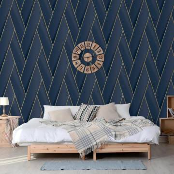 DUTCH WALLCOVERINGS Geometric Wallpaper – Blue & Gold