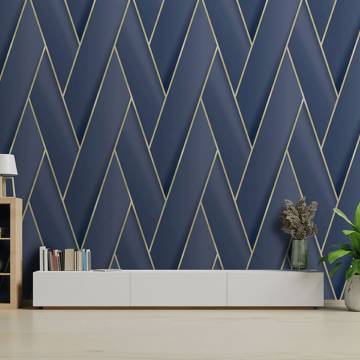 DUTCH WALLCOVERINGS Geometric Wallpaper – Blue & Gold