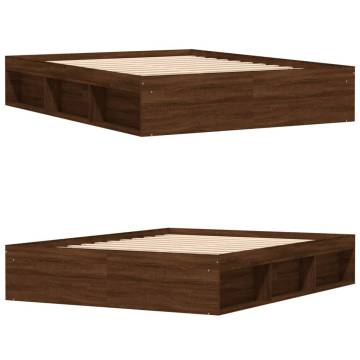 Brown Oak Bed Frame 160x200 cm - Modern Design | Hipomarket