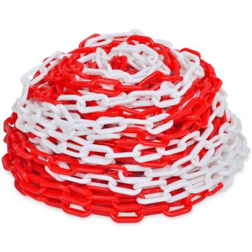 30m Plastic Warning Chain - Red and White Safety Barrier