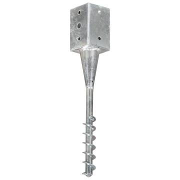 Ground Spikes 2 Pcs Silver - Durable Galvanised Steel 9x9x56 cm