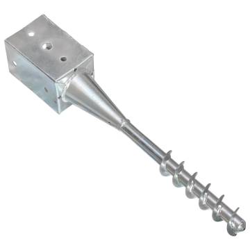 Ground Spikes 2 Pcs Silver - Durable Galvanised Steel 9x9x56 cm