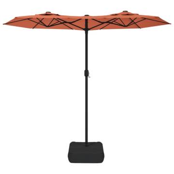 Double-Head Parasol with LEDs Terracotta - 316x240 cm