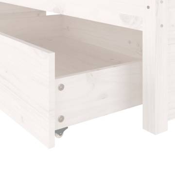 Stunning White Bed Frame with Drawers - 200x200 cm