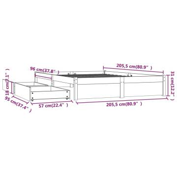 Stunning White Bed Frame with Drawers - 200x200 cm