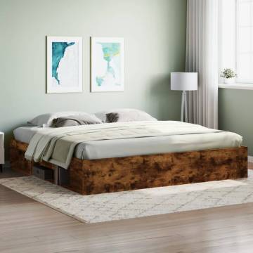 Smoked Oak Bed Frame 200x200 cm | Modern & Durable Design