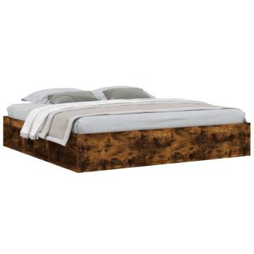 Smoked Oak Bed Frame 200x200 cm | Modern & Durable Design