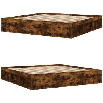 Smoked Oak Bed Frame 200x200 cm | Modern & Durable Design