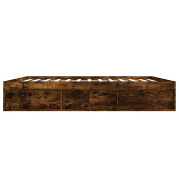 Smoked Oak Bed Frame 200x200 cm | Modern & Durable Design