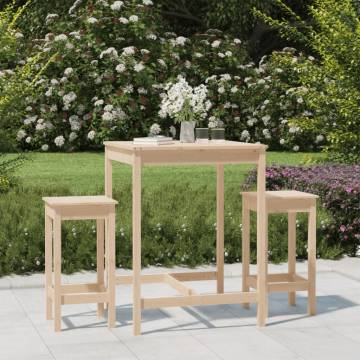 3 Piece Garden Bar Set - Solid Pine Wood | HipoMarket UK