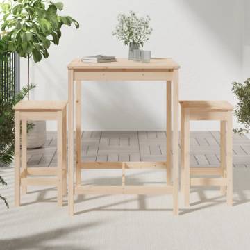 3 Piece Garden Bar Set - Solid Pine Wood | HipoMarket UK