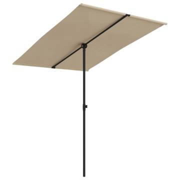 Taupe Outdoor Parasol with Aluminium Pole - 2x1.5 m