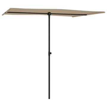 Taupe Outdoor Parasol with Aluminium Pole - 2x1.5 m