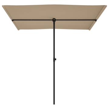 Taupe Outdoor Parasol with Aluminium Pole - 2x1.5 m