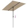 Taupe Outdoor Parasol with Aluminium Pole - 2x1.5 m