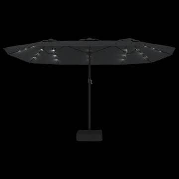 Double-Head Parasol with LEDs - Anthracite 449x245 cm