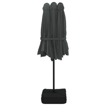 Double-Head Parasol with LEDs - Anthracite 449x245 cm