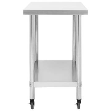 Stainless Steel Kitchen Work Table with Wheels - 100x30x85 cm