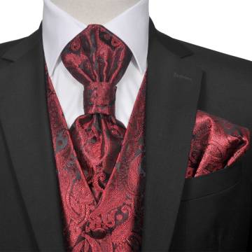 Men's Paisley Wedding Waistcoat Set - Size 54 Burgundy