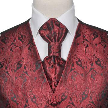 Men's Paisley Wedding Waistcoat Set - Size 54 Burgundy