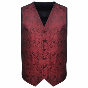 Men's Paisley Wedding Waistcoat Set - Size 54 Burgundy