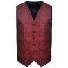 Men's Paisley Wedding Waistcoat Set - Size 54 Burgundy