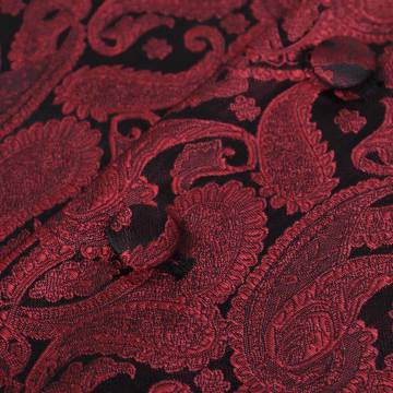 Men's Paisley Wedding Waistcoat Set - Size 54 Burgundy