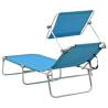 Folding Sun Lounger with Canopy - Turquoise & Blue | HipoMarket