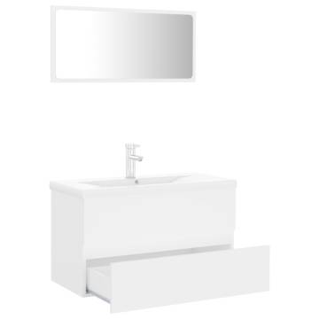 Stylish Bathroom Furniture Set - White Engineered Wood